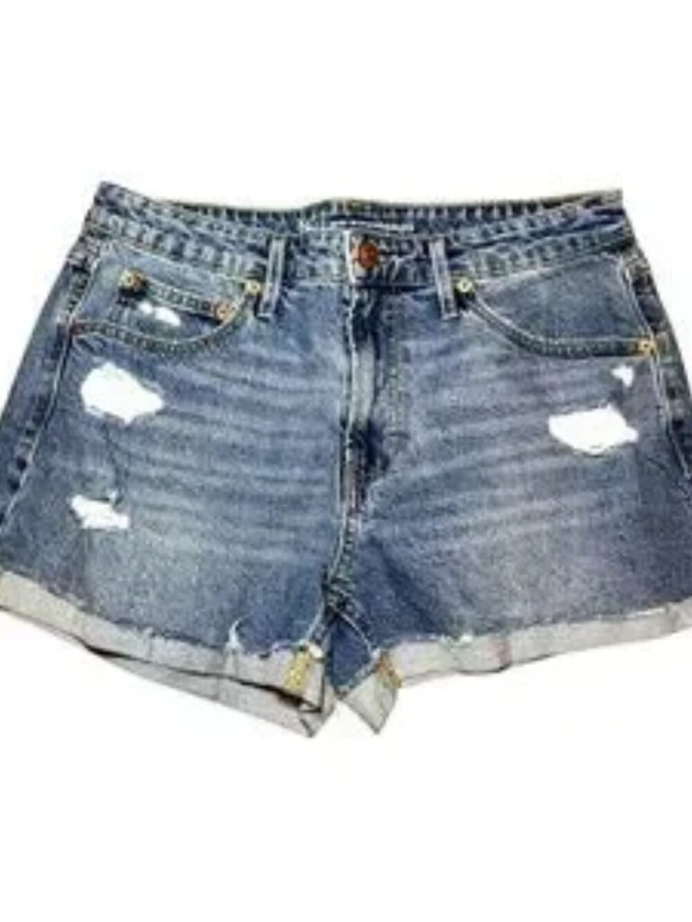 NO BOUNDARIES Blue Distressed Women's Blue Denim Shorts 11